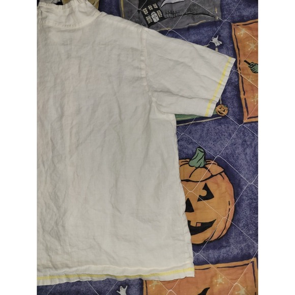 Vintage Linen Shirt Focus USA Button Front Women's XL Garden Patches Embroidered - Picture 15 of 16